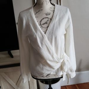 White wrap sweater